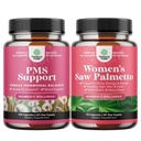 Bundle of Advanced PMS Support Supplement for Low Energy Mood Support Periood krambid ja Bloating Relief naistele ja ekstra tugevus Saw Palmetto naistele - DHT Blocker Thickening Hair Vitamiin