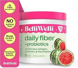 Belli Welli kiudaine lisand naistele ja meestele - Premium Daily Fiber Pulber orgaanilisest akaatsiast, millele on lisatud kollageeni, elektrolüüte ja probiootikume - Bloat, kõhukinnisus ja soolestiku tervisetoetus (Watermelon)