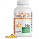 Bronson Vitamiin D3 10 000 RÜ (250 mcg) Kõrge potentsi - toetab tervislikku immuunsüsteemi, tugevad luud, lihased ja hambad - Non GMO, 360 Softgels