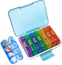 MURRI&MURRDI Pill Organizer 4 korda päevas, Daily Pill Box Suur iganädalane meditsiin Juhtum 7 päeva Pill Dispenser hoidja pillid, vitamiinid, kalaõlid, ravimid, toidulisandid (28 rakku, mitmevärviline)
