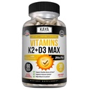 Kaya Naturals Vitamiinid K2 koos D3 5000IU täiendusega meestele ja naistele - lihtne neelata - bioperiinkapslid (60 loend (pakk 1))