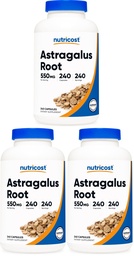 Nutricost Astragalus Capsules 550mg, 240 Vegetarian Capsules - Non-GMO and Gluten Free (Pack of 3)