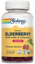 SOLARAY Orgaaniline Elderberry Gummies w/Zinc & Vitamiin C | Tervislik immuunsüsteemi tugi | Gluteenivaba | 30 Serv, 60 Ct
