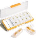 AM PM Pill Korraldaja 2 korda päevas, 7 päeva Pill Box Iganädalane Pill Korraldaja Reisimine eraldi konteineriga, Portable Daily Medicine Planner Vitamiinide, kalaõlide, toidulisandite (Beež)