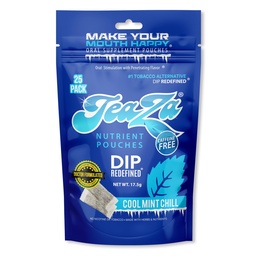 TeaZa Herbal Energy Pouches Tobacco Alternative Nicotine Free Dip, Smokeless Alternative Snuff and Healthy Dip Pouches, Cool Mint Chill (1 Pack) Tobacco Free Chew Premium Crisp Minty Flavor