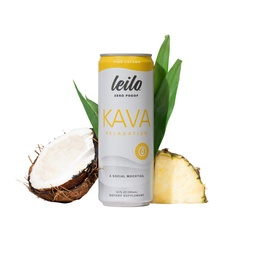 LEILO | Kava Powered Pina Colada Mocktail Drink | 12-Pack - Sugar-Free & Non-ALC Funktsionaalne Lõõgastustoetus | 12 fl oz Cans (Pack of 12)