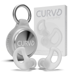 CURVD Everyday Earplugs + Case Clip Bundle, the Perfect earplug for Sleep, Travel, Noise Sensitivity/canceling + Case Clip Package Portable Waterproof Container & Silicone Sleeve for Ear Plugs(Cloud)