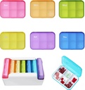 7 Piece set Pill Korraldaja 6 korda päevas, Iganädalane Reisimeditsiini Korraldaja Portable 7 päeva 42 Kompartments Pill Box niiskus-tõend Pill Case Travel Pill Container Vitamiinid, täiendused