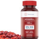 NovaKrill Krill Oil Omega 3 Supplement – 1000mg Softgels EPA, DHA, Astaxanthin – No Fishy Aftertaste – Lihtne neelata Antarktika Krill Oil – 60 Vedel kapslid