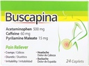 Buscapina Pain Relief Caplets - PMS, krambid, peavalud, puhitus, selja ja liigesevalu - naistele ja meestele - Karp 24 kapsliga