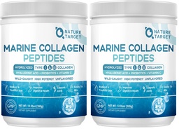 NATURE TARGET Marine Collagen Peptides Powder - Type I & III Collagen with Probiotics, Vitamin C & Hyaluronic Acid for Skin, Hair, Nails, Wild-Caught Fish & Grass-Fed Bovine, 35 Servings (Pack of 2)