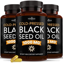 NEW AGE Black Seed Oil Softgel Kapslid - Premium Külmpressitud Nigella Sativa Tootma puhast musta köömne seemneõli - Non-GMO ja taimetoitlane 90 Count (Pack of 3)