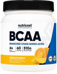 Nutricost BCAA pulber (oranž mango, 60 serveerimist) - 2: 1: 1 optimaalne suhe, gluteenivaba, mitte-GMO, taimetoitlane