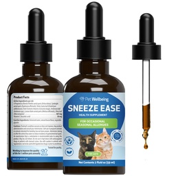 Pet Wellbeing Sneeze Ease for Cats - Occasional Sneezing, Seasonal Allergies, Nose and Eye Discomfort, Eyebright, Nettles - Veterinarian-Formulated Herbal Supplement 2 oz (59 ml)