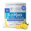 Relaxium Sleep Quick Gummy, Sleep Aid Support, 5 mg melatoniin, vitamiin D-3, prebiootiline ja probiootiline segu, Gluteen & Drug Free, Sidrun Maitse, 60 Gummie