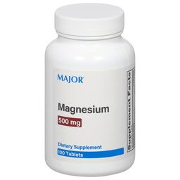 Major Magnesium 500mg - Magnesium Oxide Tablets - Dietary Supplement - 100 Count (1 Pack)