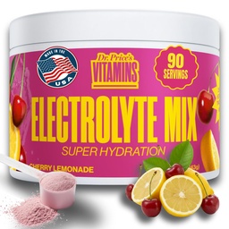 Dr Price'i elektrolüütide segu | Suhkruvaba hüdratatsioonipulber 72+ Trace Minerals | No Sugar, Fast-Dissolution Electrolytes Powder Packets | Cherry Lemonade, 90 Servings
