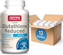 Jarrow valemid Glutatioon Vähendatud 500mg- 60 Veggie kapslid - Intracellular Antioxidant- Kvaliteet Glutatiooni Toidulisandid- Toetab Taaskasutamine Vitamiinid C & E- Mitte-GMO- Gluteenivaba- Vegan, Pakend 12