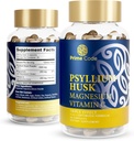 Prime Code [ 3: 1] Psyllium Husk kapslid magneesiumtsitraadi ja C-vitamiini | Psyllium Husk kapslid 1000mg | Magneesiumtsitraat 200mg | C 250mg | Non-GMO | Gluteen & Soy Free | Vegan