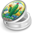 Pill Box-3 Kompartment Väikesed pillid kotti ja tasku Mini Metal Pill Holder Travel Pill konteineri hoida toidulisandeid BPA-vaba (Cactus)