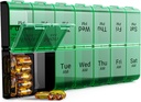 Extra Big Pill Korraldaja 2 korda päevas, XL 7 päeva Pill Box AM PM, Jumbo Weekly Pill Case, Daily Night Oversized Medicine Korraldaja, vitamiini hoidja, Big Pill Container, kaks korda päevas Pill Korraldaja