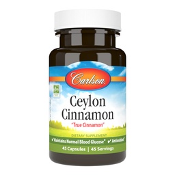 Carlson - Ceylon Cinnamon, Cinnamon Supplements, 500 mg, Cinnamon Extract Pills, Ceylon Cinnamon Capsules, 45 Capsules