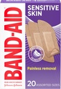 Band-Aid Brand Adhesive Bandages tundlikule nahale, hüpoallergeenne esmaabiriba valutu eemaldamisega, jääb siis, kui märg ja sobib ekseemile kalduv nahk, steriilne, sorteeritud, 20 ct