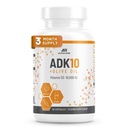 ADK 10 vitamiinilisandit + oliiviõli parema imendumise jaoks - vitamiinidega A + D3 (10 000 iu) + K2 (MK7 + MK4) - 90 kapslit - taimetoitlane - mitte-GMO
