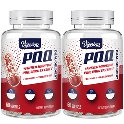 200 mg Pycnogeno koos PQQ-ga, Premium French Maritime Männikoore ekstrakt, unikaalne kahekordne manustamine maksimaalse imendumise jaoks, männikoore ekstrakt veresoonte ja südame ja liigese funktsiooni jaoks - 120 Vegan Softgels