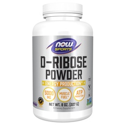NOW Foods Sport Nutrition, D-Ribose pulber 5000 mg, sertifitseeritud mitte-GMO, energia tootmine *, 8-kordne