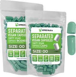 XPRS Nutra Vegan Suurus 00 Eraldatud Kapslid - 100 Count Premium Tühjad kapslid eraldatud kotid - 00 pillid Tühi DIY Täiendus (Sage Green)