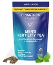 Blue Stork meeste viljakuse tee: orgaanilised viljakuse täiendused meestele, roheline tee, Maca juur ja Ginkgo Biloba meeste reproduktiivtervise jaoks, Mint, 15 kotikest