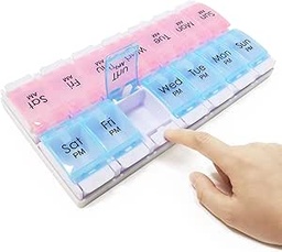 MOLN HYMY iganädalased pillide kastid ja korraldaja 2 korda päevas, 7 päeva AM PM pillide juhtum kaks nädalat, 14 suurt komponenti Pill Dispenser hoida ravimeid, vitamiine (Pink + sinine)