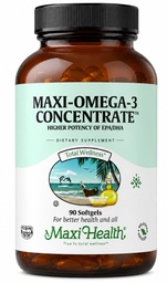 Maxi Health Omega 3 täiendus - Omega-3 kalaõli kontsentraat - EPA / DHA rasvhapete kõrgem potentsiallikas - süda, aju ja liigeste tervis - Kosheri sertifitseeritud looduslikud püütud kalad - 90 taimetoitlast