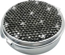 Bling Pill Case for Purse Medicine Vitamiinikonteiner Hoidja Tasku Pill Juhtum Ümarmeditsiin Korraldaja Vitamiinid / Kalaõlid / Täiendus Reisimeditsiini Kit (3 osa must)