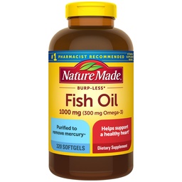 Loodus Made Burp Vähem kalaõli Omega 3 toidulisandeid, 1000mg Softgels, Omega 3 kalaõli toidulisandeid tervisliku südame toetamiseks, 320 Softgels, 160 päeva pakkumine