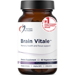 Disainid tervise aju Vitale - toetab fookust, mälu ja stressi koos koliini, tsitikoliini, fosfatidüülseriini, Ginkgo Biloba ja Alpha GPC Nootroopse seguga - Gluteenivaba, Vegan (60 kapslit)
