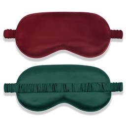 Amrules Silk Floss Sleep Mask Set of 2, Green & Dark Red | Good for Blocking Light, Enhancing Sleep Quality, Reducing Puffiness, Adjustable Soft Sleep Mask for Women