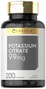 Carlyle kaaliumtsitraadi lisand | 99mg | 200 kapslit | Mitte-GMO ja Gluteenivaba