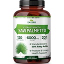 Zazzee Extra Strength Saw Palmetto 20: 1 Ekstrakt, 6000 mg Tugevus, 40% Rasvhapped, 120 Vegan Kapslid, 4 kuu Tarne, kontsentreeritud ja standardiseeritud 20X Ekstrakt, Non-GMO, All-Natural, Valmistatud USA-s