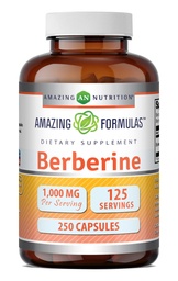 Amazing vormelid Berberine 1000mg per Serving 250 Kapslid täiendus | Non GMO | Gluteenivaba | Valmistatud USA-s - Uhkelt valmistatud USA garanteeritud puhtus ja tugevus