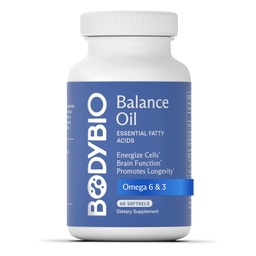 BodyBio Balance Oil - Vegan Omega 3 6 täiendus - külmpressitud safloor ja linaseemneõli - toetab aju funktsiooni, tervislikku nahka ja meeleolu