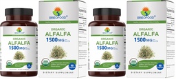 Organic Alfalfa 1500mg, 45 Servings, Vegetarian, Gluten Free, 90 Vegetarian Tablets (Pack of 2)