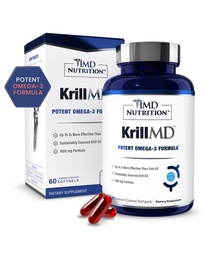 1MD KrillMD - Antarktika krillõli Omega 3 täiendus astaksantiiniga, EPA, DHA | 2X efektiivsem kui kalaõli | 60 Softgels