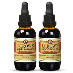 J.CROW'S® Lugol's lahus joodi 2% 2 oz (2 pudel) - Premium jood ja kaaliumjodiid Vedelik, Gluteen ja alkoholivaba looduslik soolvee ekstrakt, aegumatu