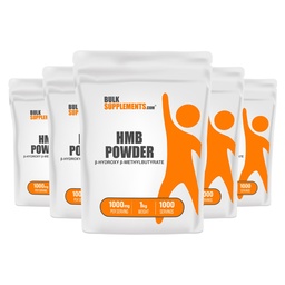 BulkSupplements.com HMB pulber - kaltsiumi HMB lisandina, beeta-hüdroksü beeta-metüülbutüraat - maitsestamata & gluteenivaba, 1 g serveerimise kohta, 1 kg (pakk 5) (11 naela)
