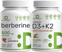 DEAL TARNIMINE Vitamiin D3 10 000iu + K2 200mcg Softgels & Berberine Supplement koos Yohimbine Bundle - Essential Sunshine Vitamiinid kookosõli - kõrge imendumise vesinikkloriid HCl vormid