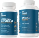 Dr Tobias Omega 3 kalaõli ja liposomaalne glutatioon - toetab immuunsüsteemi funktsiooni, naha tervist ja toitainete imendumist - mitte-GMO