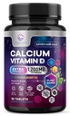 Kaltsium 1200 mg koos D3-vitamiiniga, kaltsiumilisandi vitamiinid, luu, hambad ja immuunsuse tervisetoetus, kaltsiumilisandid D-ga naistele ja meestele, looduse imenduv kaltsiumkarbonaat - 60 tabletti