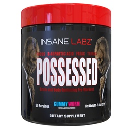 Insane Labz omab madalat stimuleerivat testosterooni, mis suurendab eeltreeningu pulbrit, koormatud D-asparagiinhappega ja kreatiiniga, mida toidavad AMPiberry ja OXYgold, 30 Srvgs, Gummy Worm